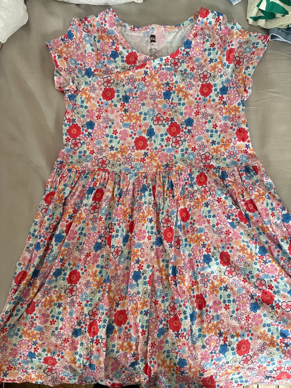 Tea Collection pink red blue Floral dress size 10